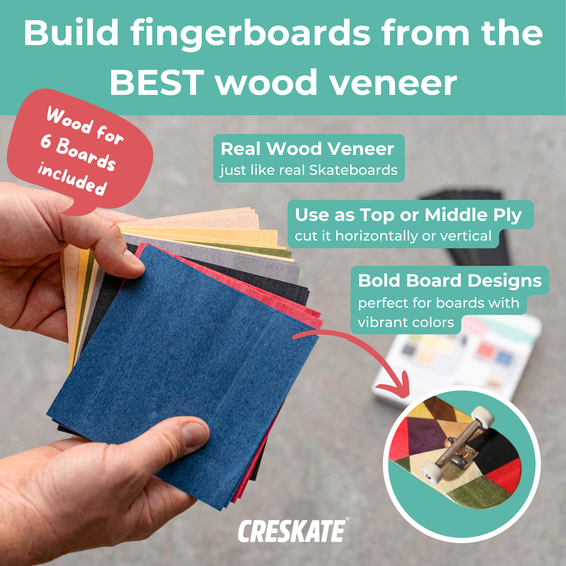 Colored Fingerboard Veneer - 6 Boards
