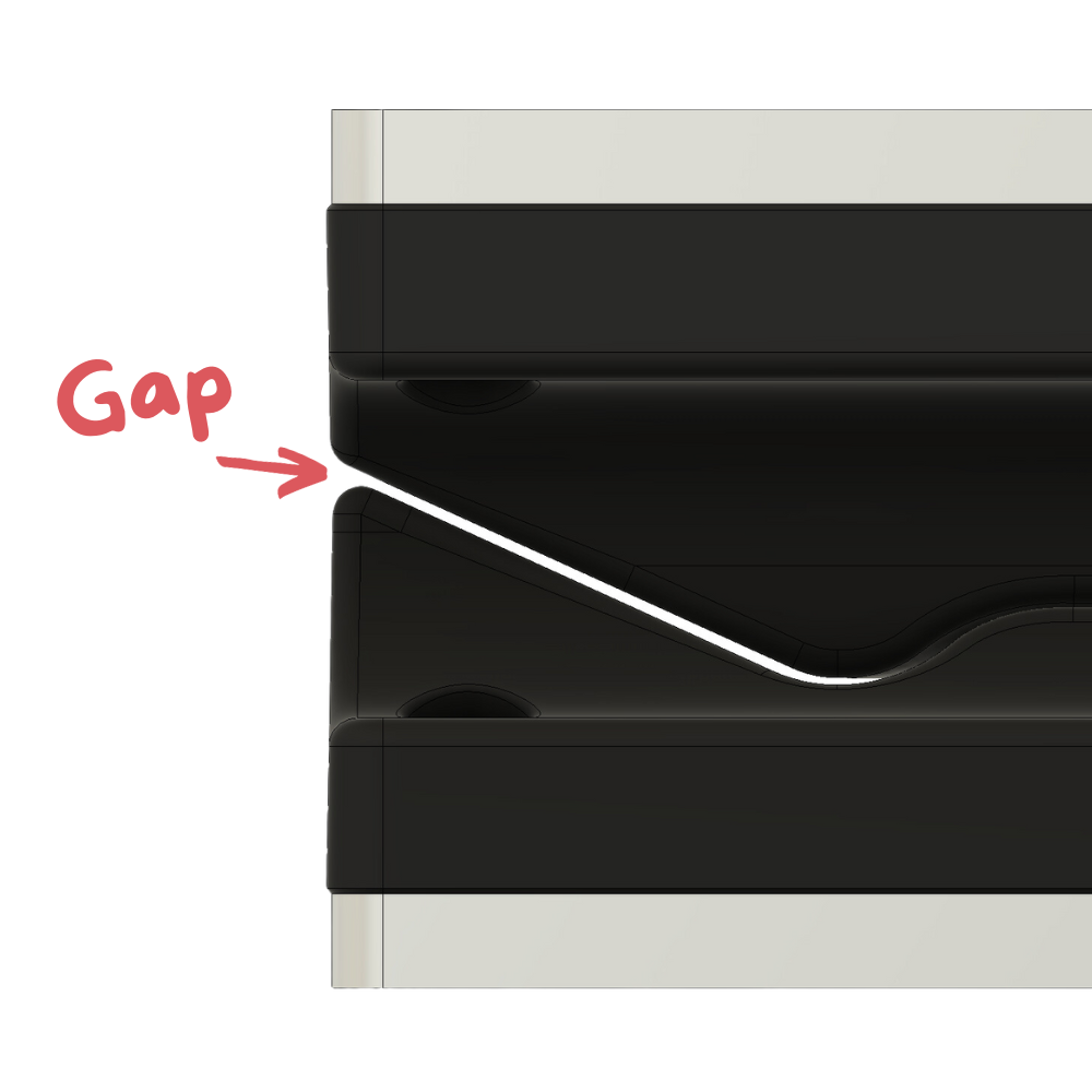 Why is it important to have a gap between the top and bottom mold part?