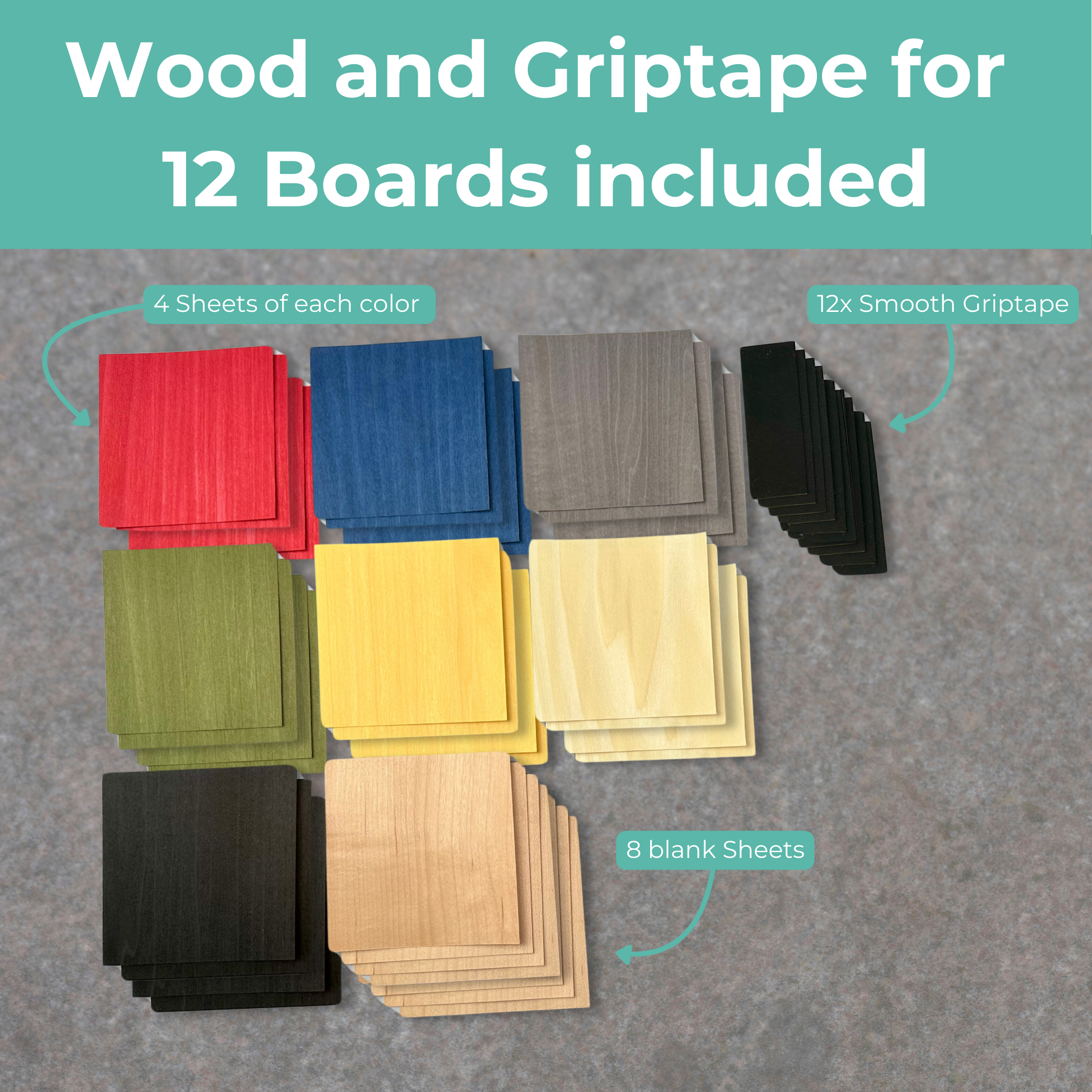 Colored Fingerboard Veneer - 12 Boards