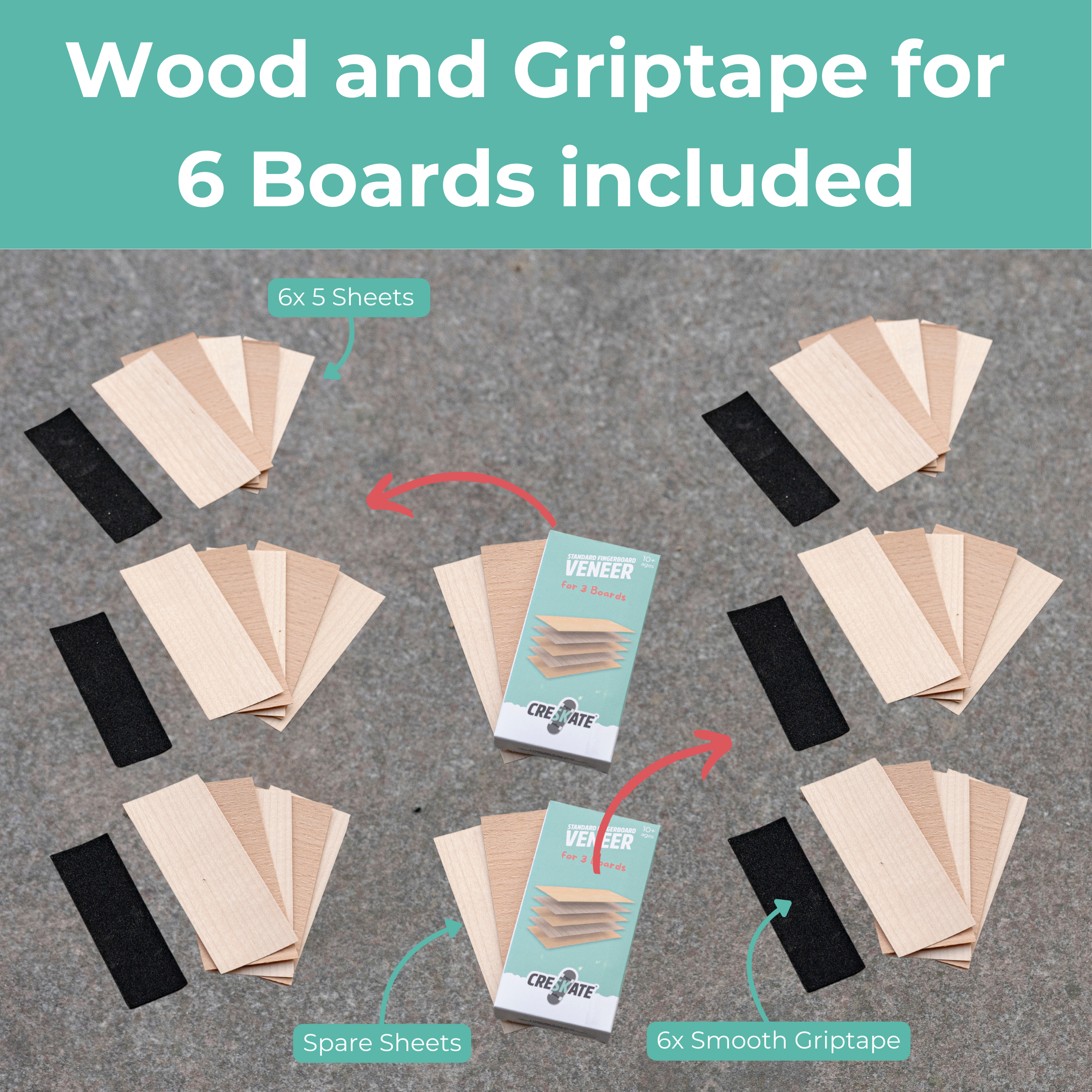 Standard Fingerboard Veneer - 6 Boards